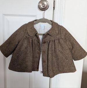 Marie Chantal Brown Herringbone Infant Coat